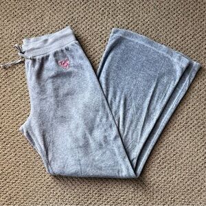 Pink Panther Women’s Gray Velour Lounge Pants with Embroidered Pink Panther